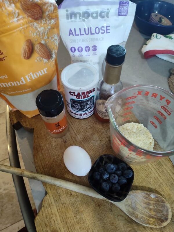 Ingredients for these Diabetic Blueberry Muffins