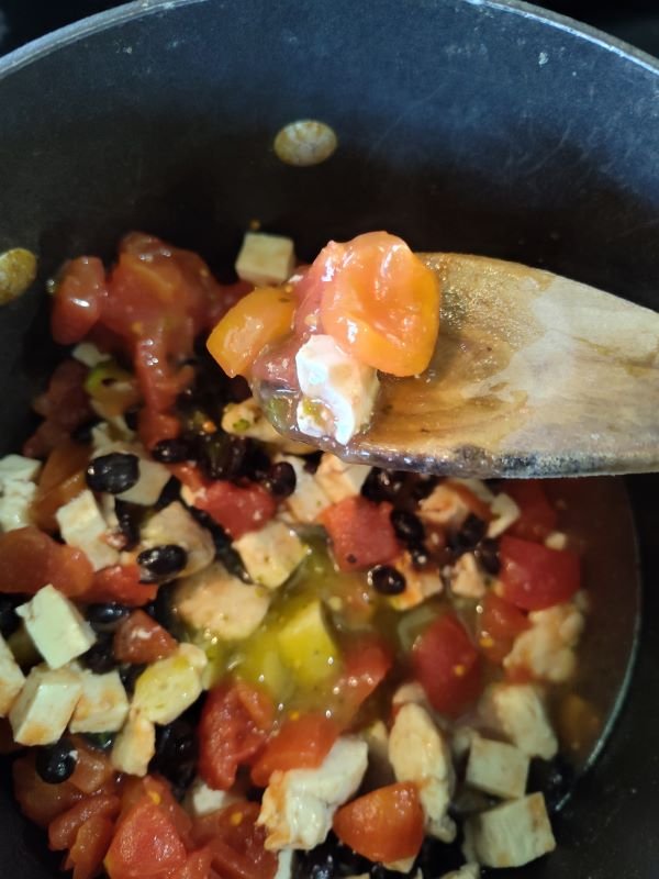 Plating your Chicken and Tofu Fajita