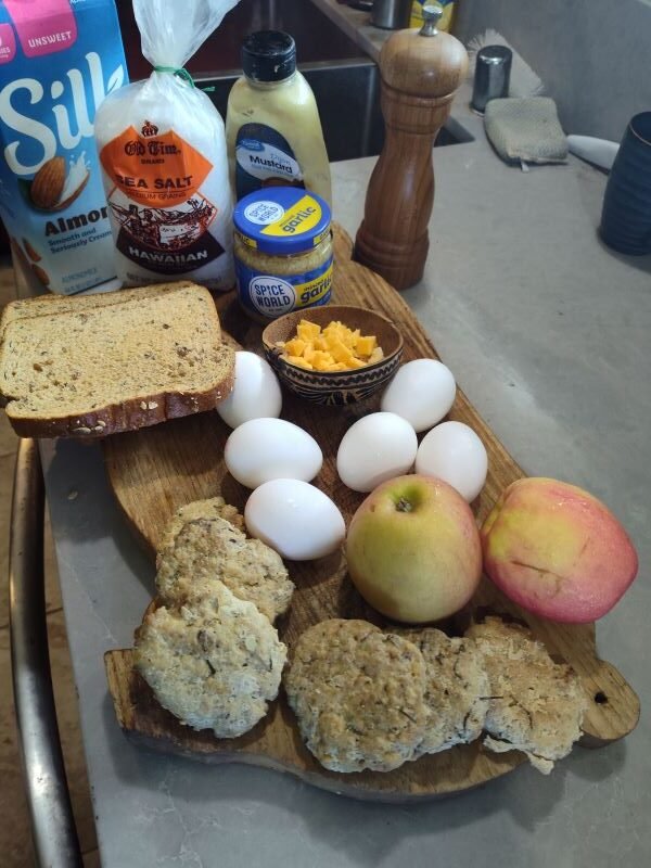 Ingredients for healthy apple sausage casserole