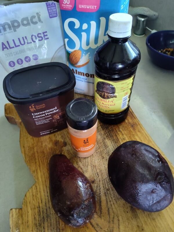 Ingredients for Keto Chocolate Avocado Pudding