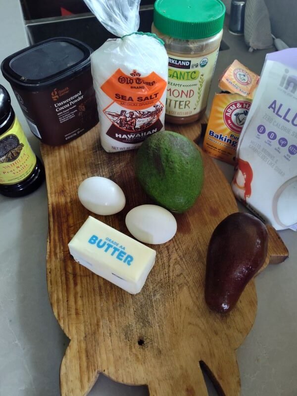 Ingredients for Low Carb and Protein Avocado Brownies