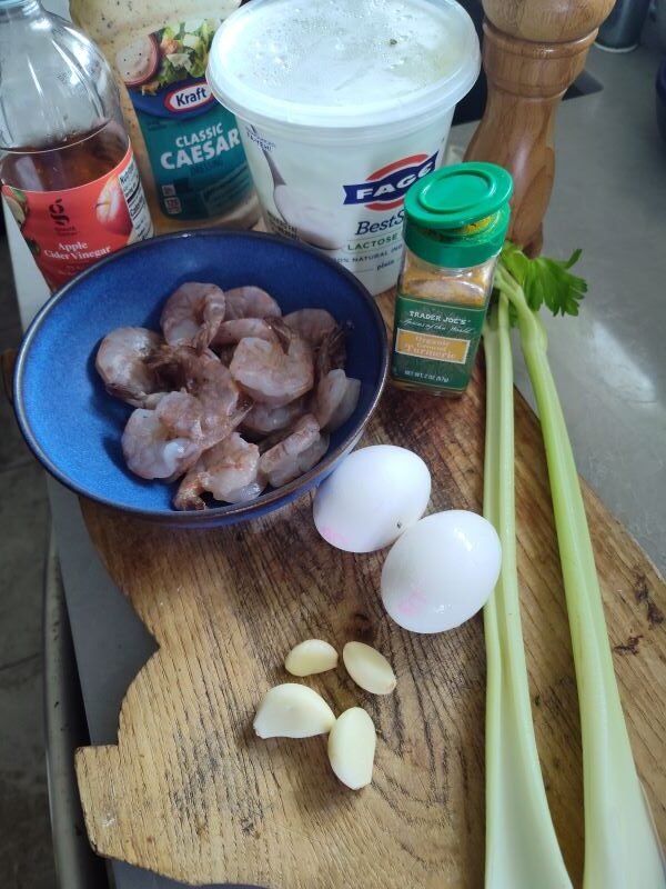 Ingredients for this Shrimp and egg salad