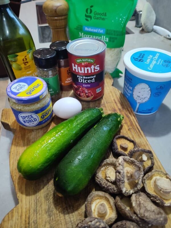 Ingredients keto chicken and zucchini casserole 