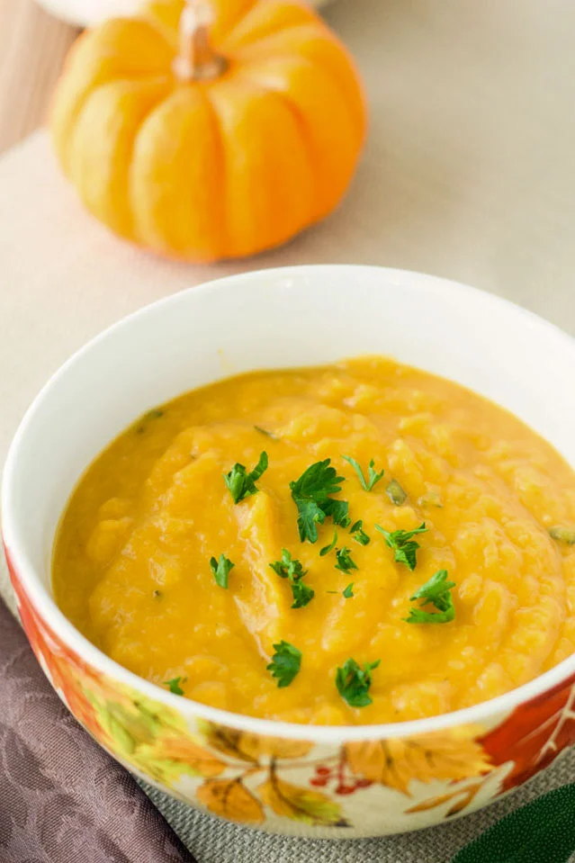 Butternut Squash Soup Vegan, with Apple & Coconut