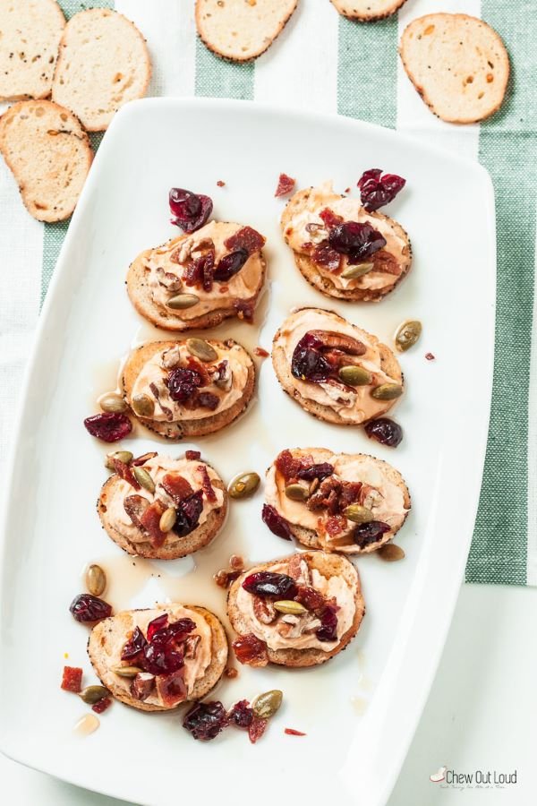 Pumpkin Bacon Crostini With Cranberries