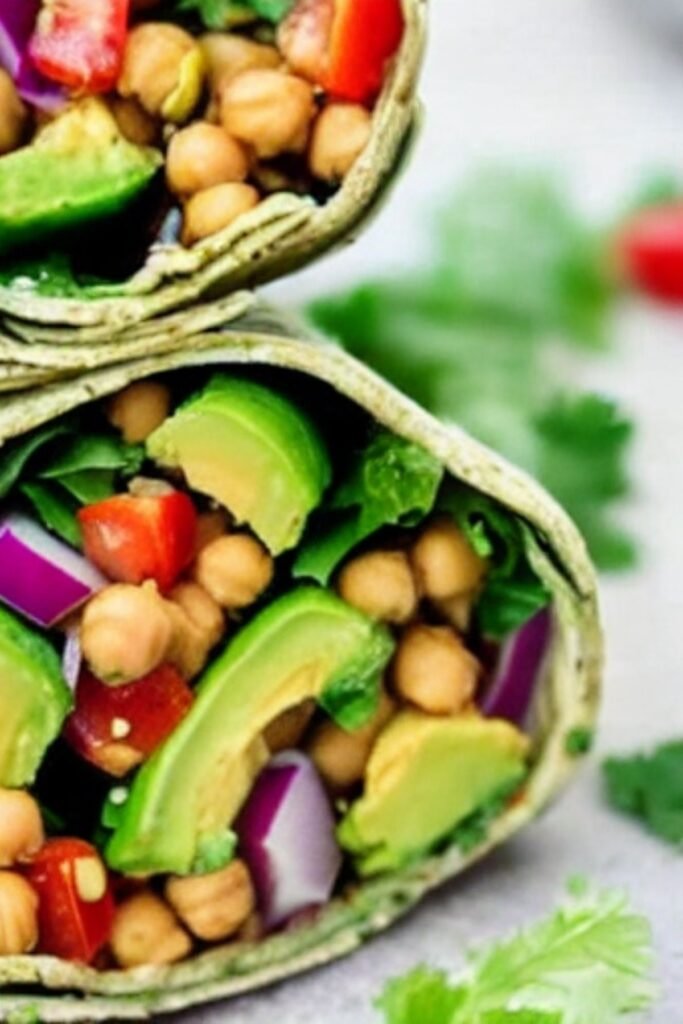 Chickpea and Avocado Salad Wraps