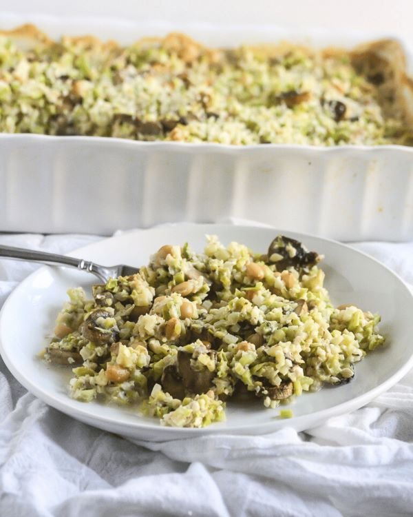 Broccoli and Cauliflower Rice Casserole