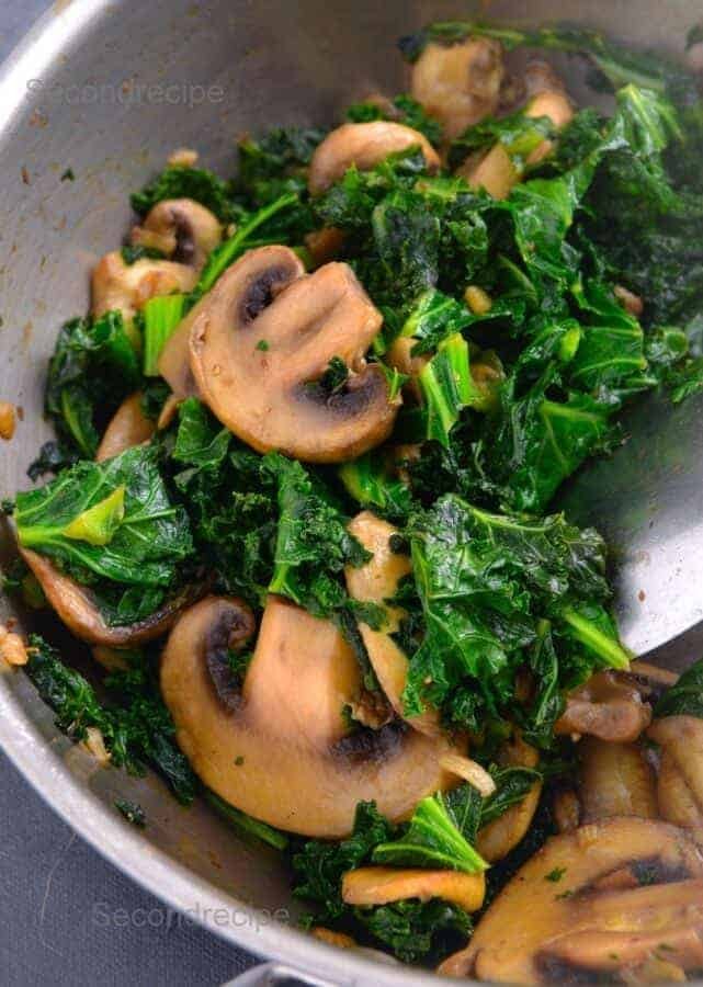 Sauteed kale and mushroom | Stir fry mushroom & kale